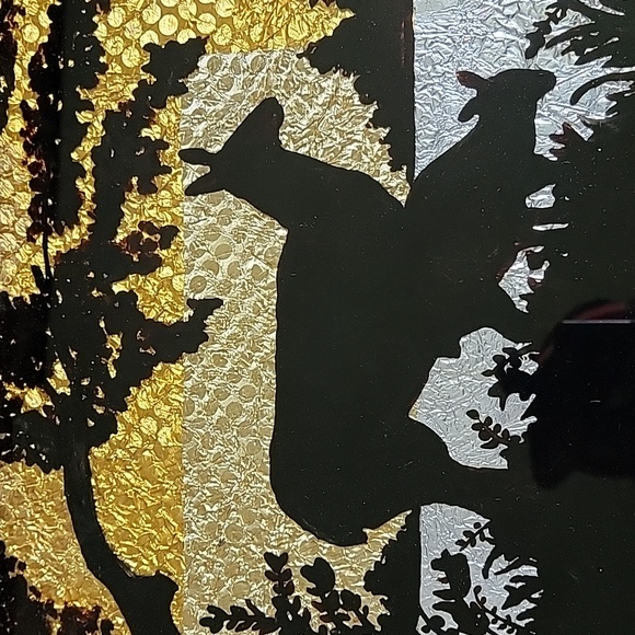 Vintage Serving Tray with Deer Silhouette - Beautiful Art Deco Design with Wood - Picture 5 of 15